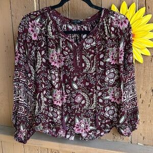 Floral Burgundy Blouse